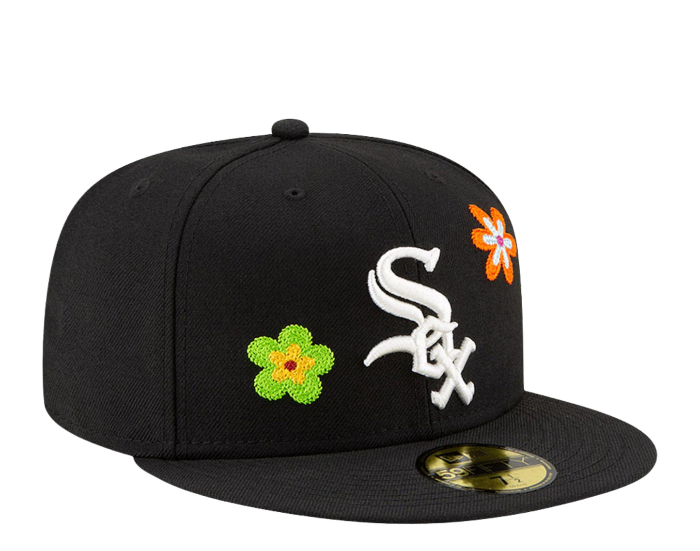 New Era 59Fifty MLB Chicago White Sox Chain Stitch Floral Fitted Hat W/ Pink Undervisor