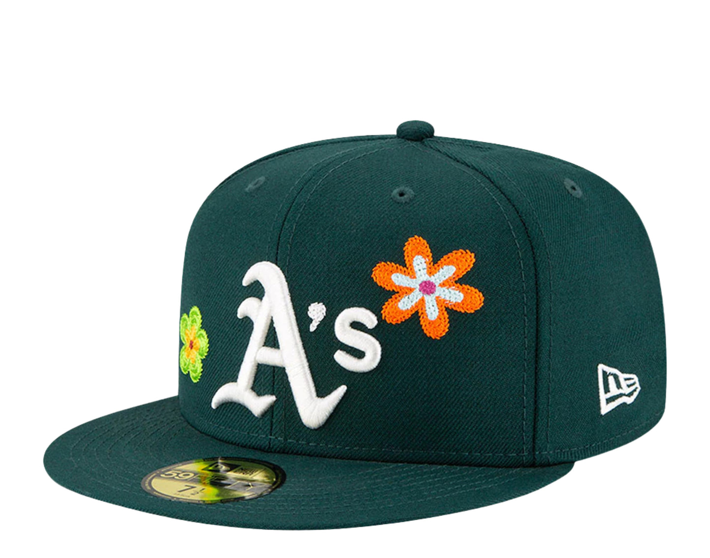 New Era 59Fifty MLB Oakland Athletics Chain Stitch Floral Fitted Hat W/ Pink Undervisor