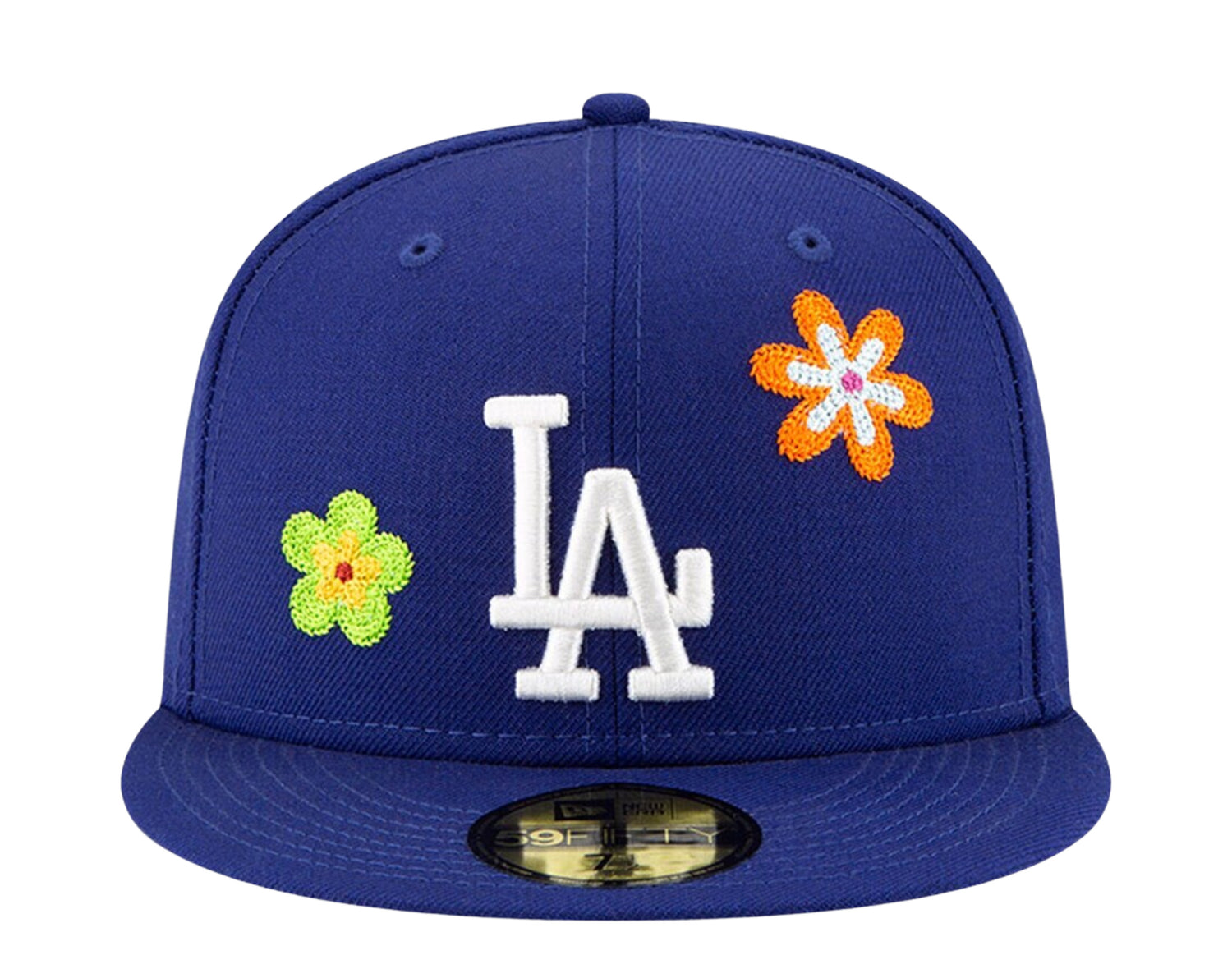 New Era 59Fifty MLB Los Angeles Dodgers Chain Stitch Floral Fitted Hat W/ Pink Undervisor
