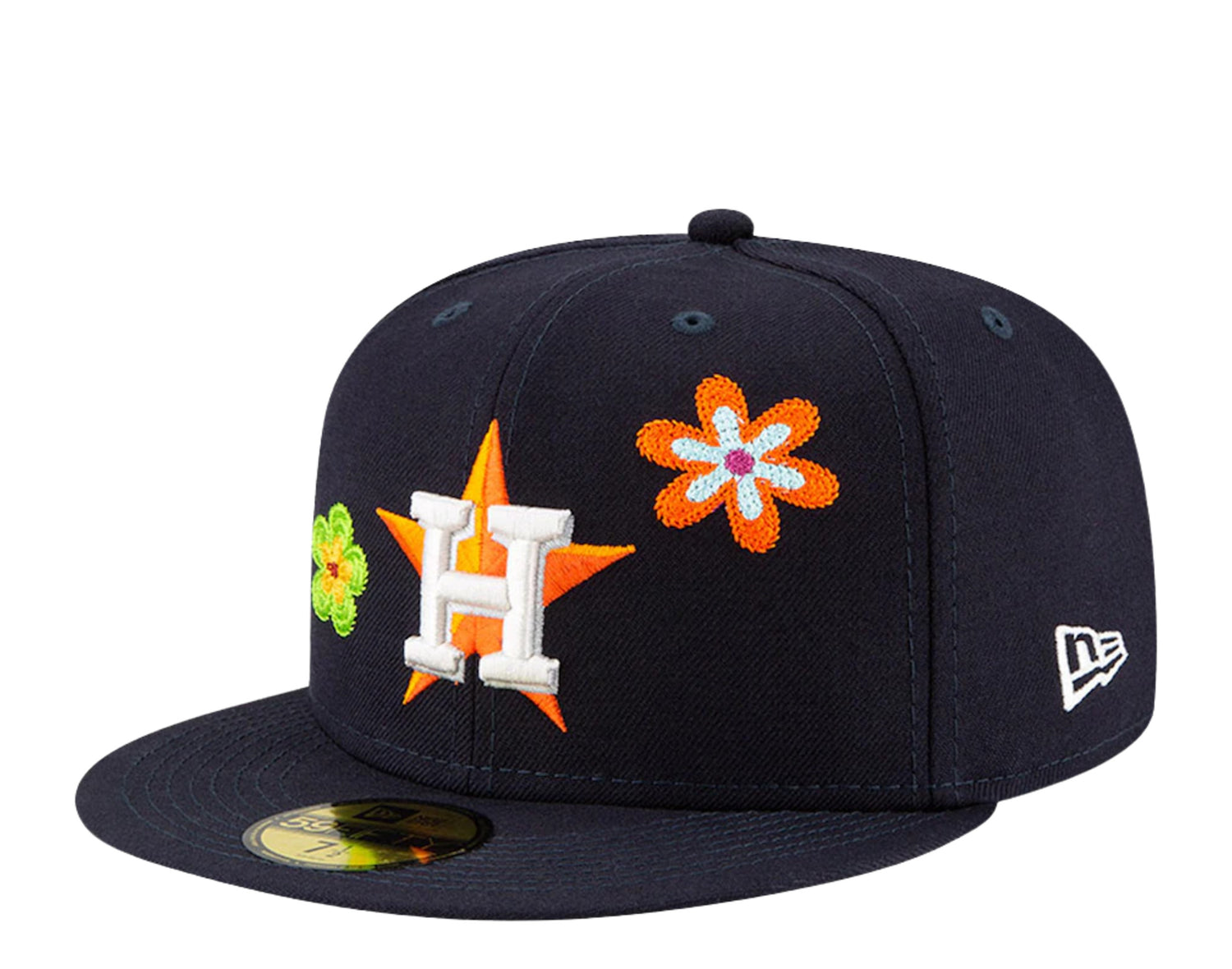 New Era 59Fifty MLB Houston Astros Chain Stitch Floral Fitted Hat W/ Pink Undervisor