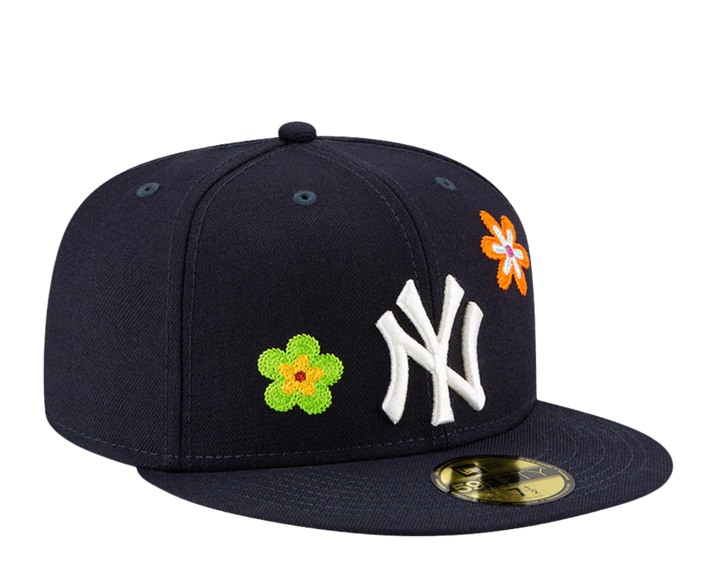 New Era 59Fifty MLB New York Yankees Chain Stitch Floral Fitted Hat W/ Pink Undervisor