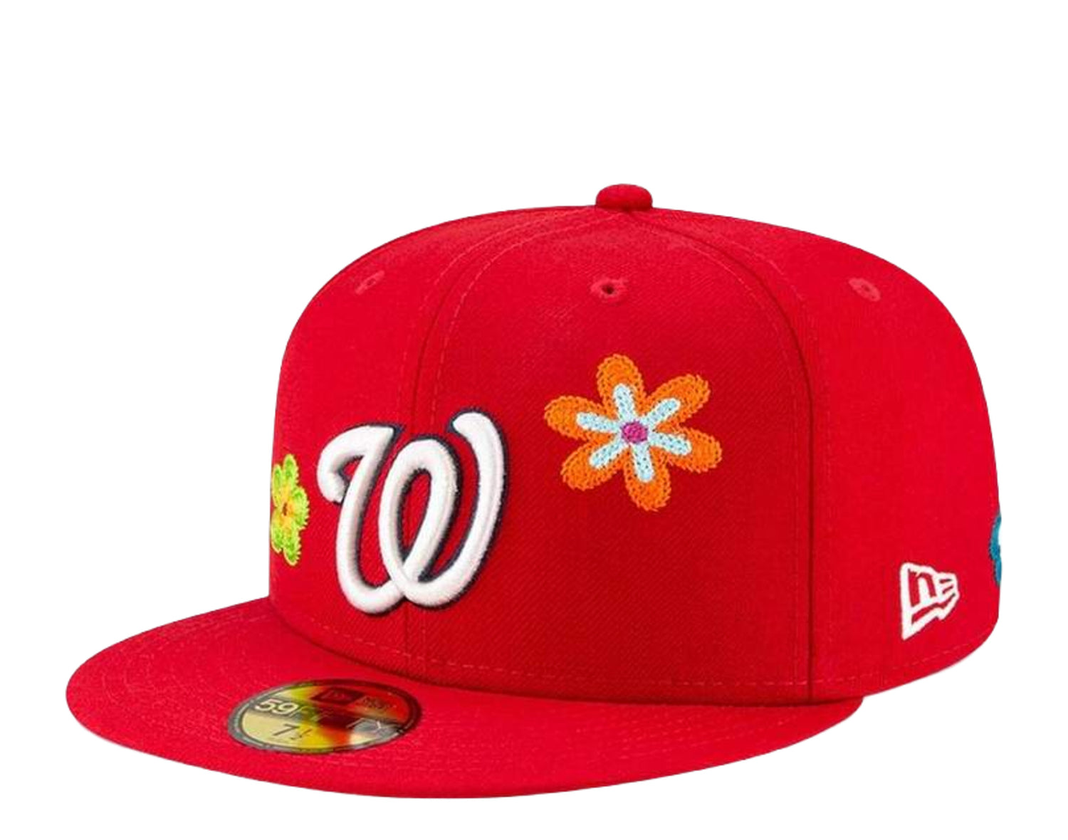 New Era 59Fifty MLB Washington Nationals Chain Stitch Floral Fitted Hat W/ Pink Undervisor