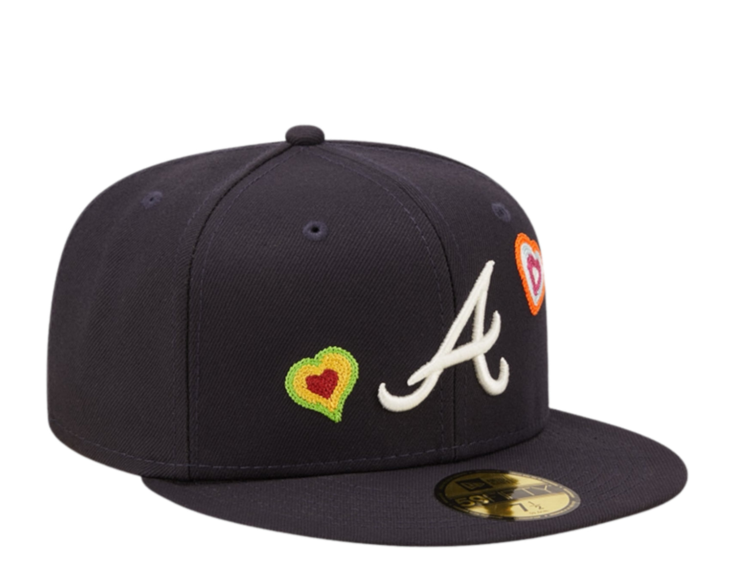 New Era 59Fifty MLB Atlanta Braves Chain Stitch Heart Fitted Hat W/ Pink Undervisor