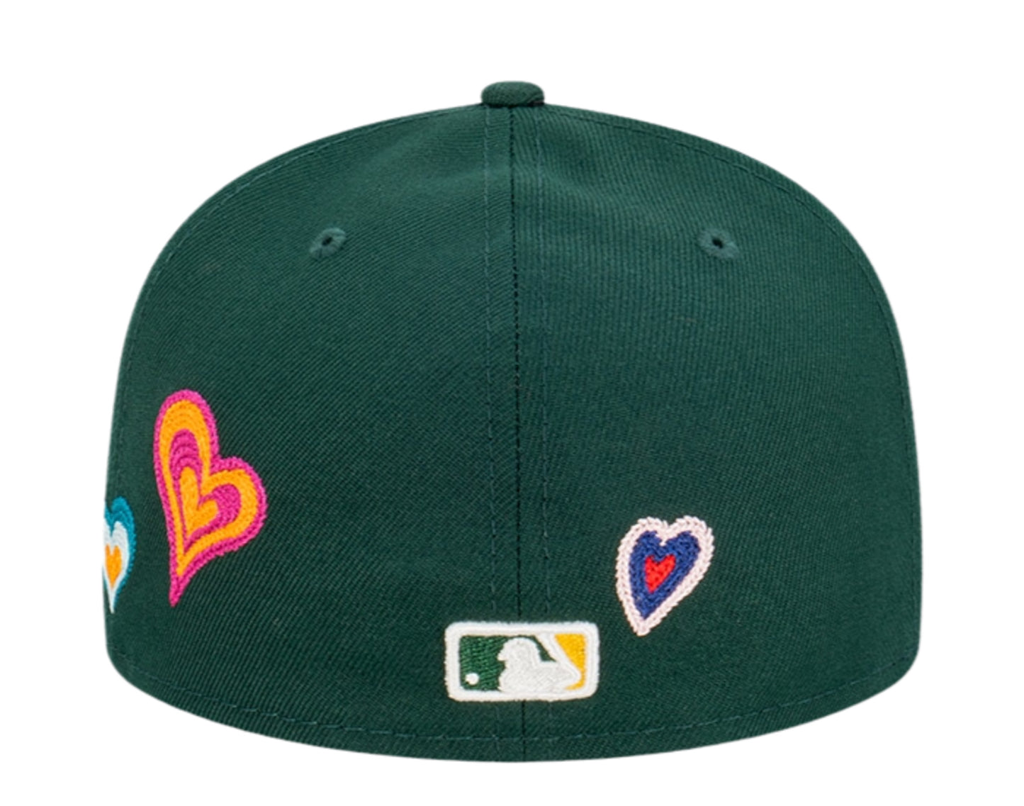 New Era 59Fifty MLB Oakland Athletics Chain Stitch Heart Fitted Hat W/ Pink Undervisor