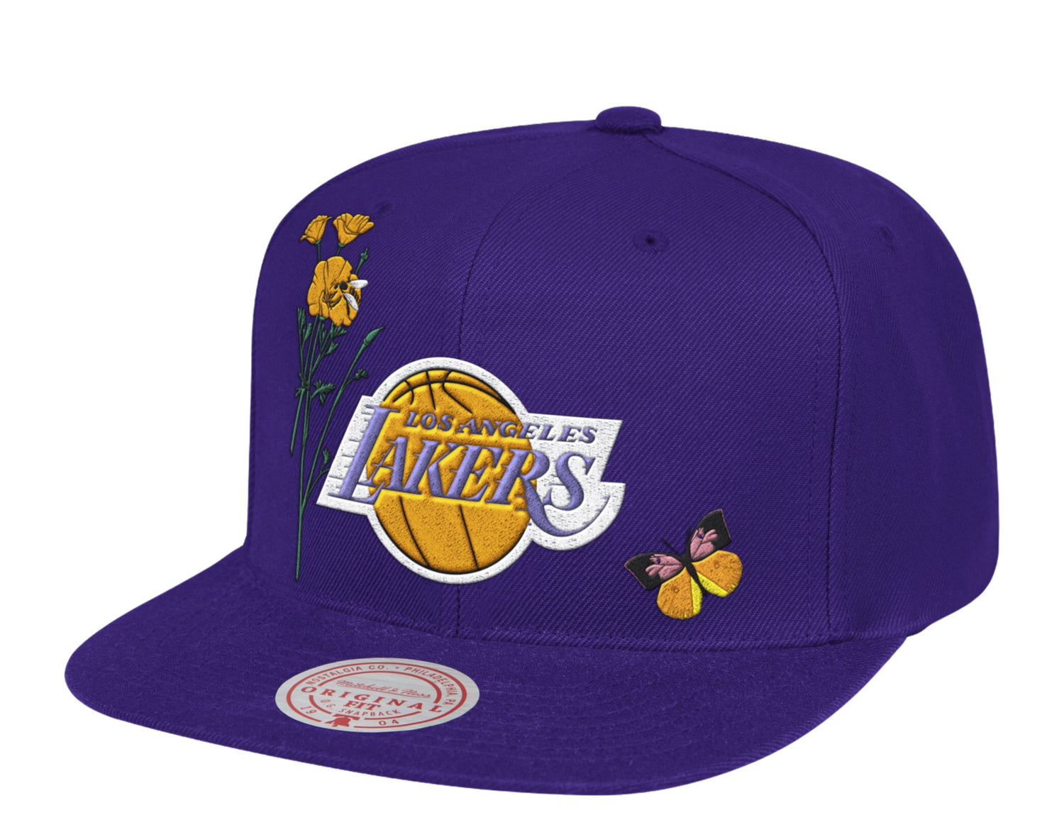 Mitchell & Ness NBA Los Angeles Lakers HWC State Flower Snapback Hat