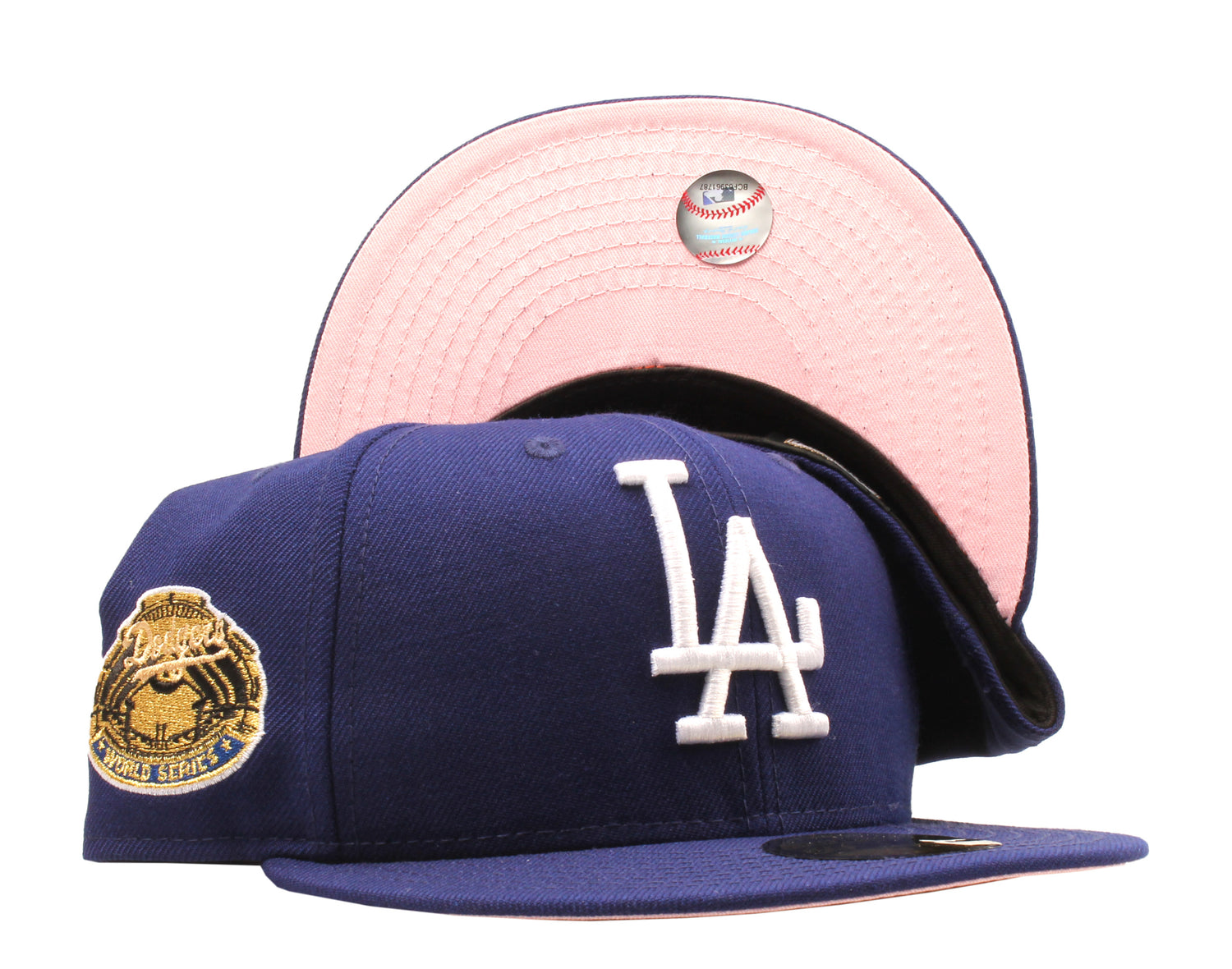 New Era x NYCMode 59Fifty MLB Los Angeles Dodgers 1963 World Series Fitted W/ Pink Undervisor