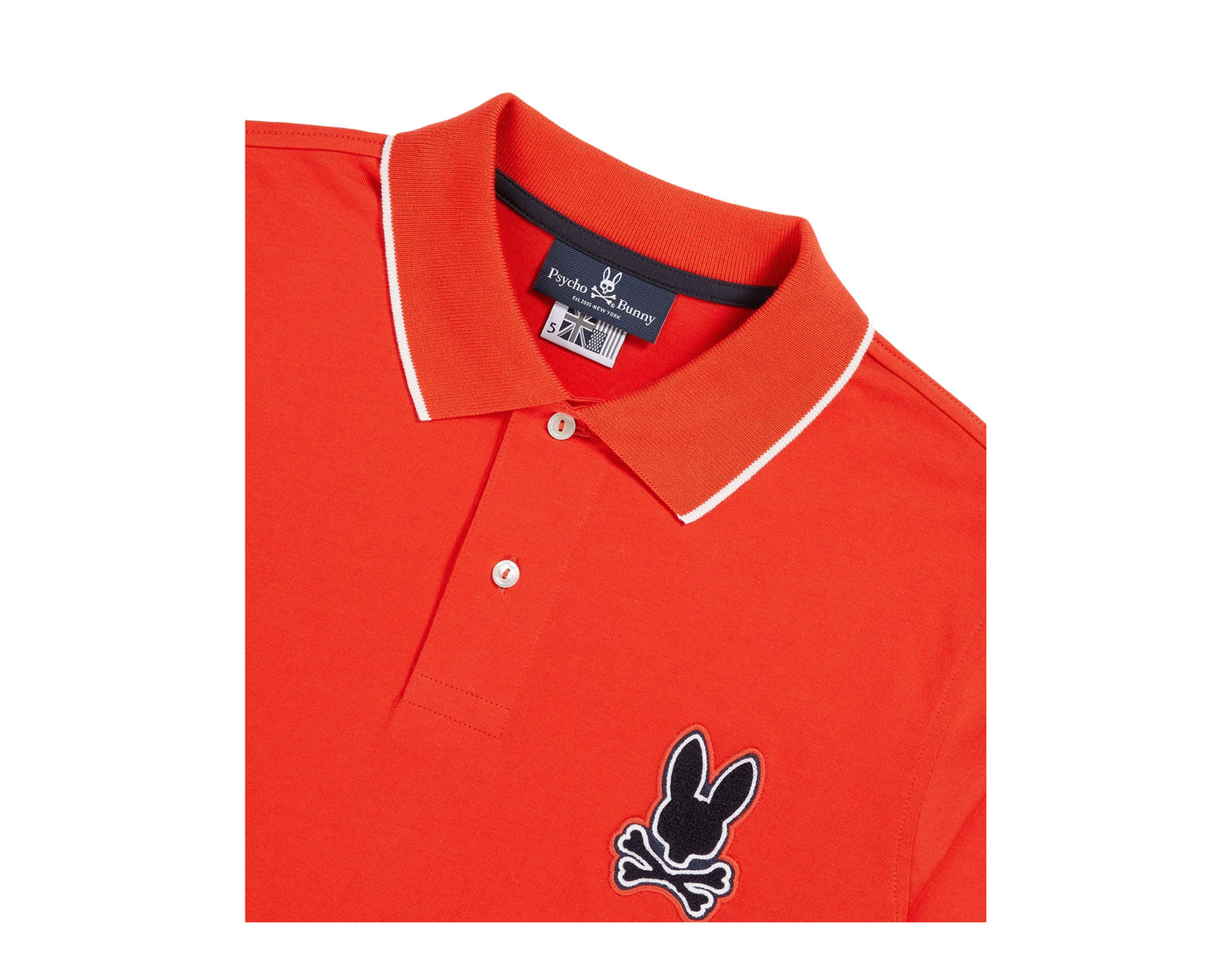 Psycho Bunny Patchin Jersey Chenille Bunny Logo Long Sleeve Polo Men's Shirt
