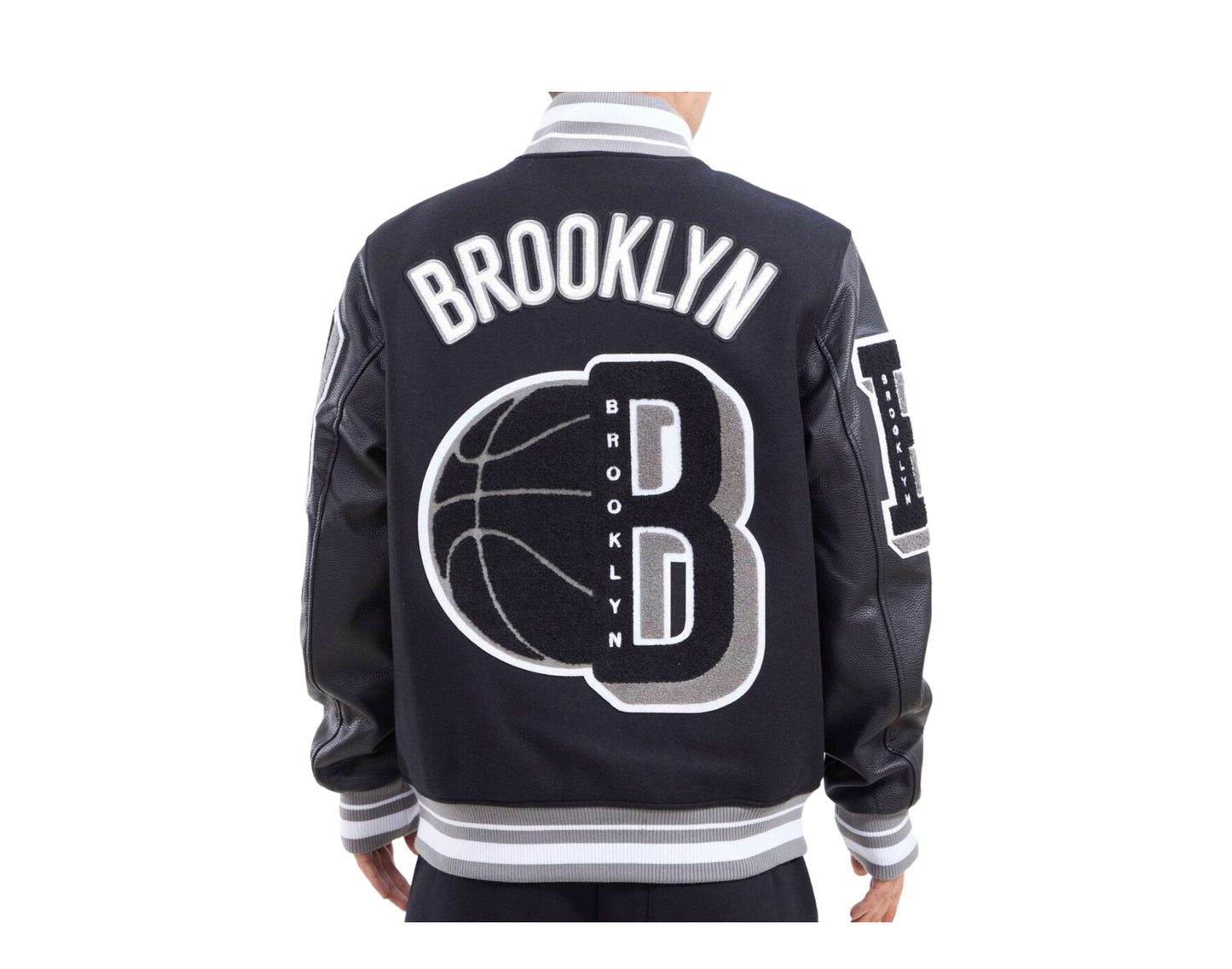 Pro Standard NBA Brooklyn Nets Mash Up Logo Varsity Men's Jacket