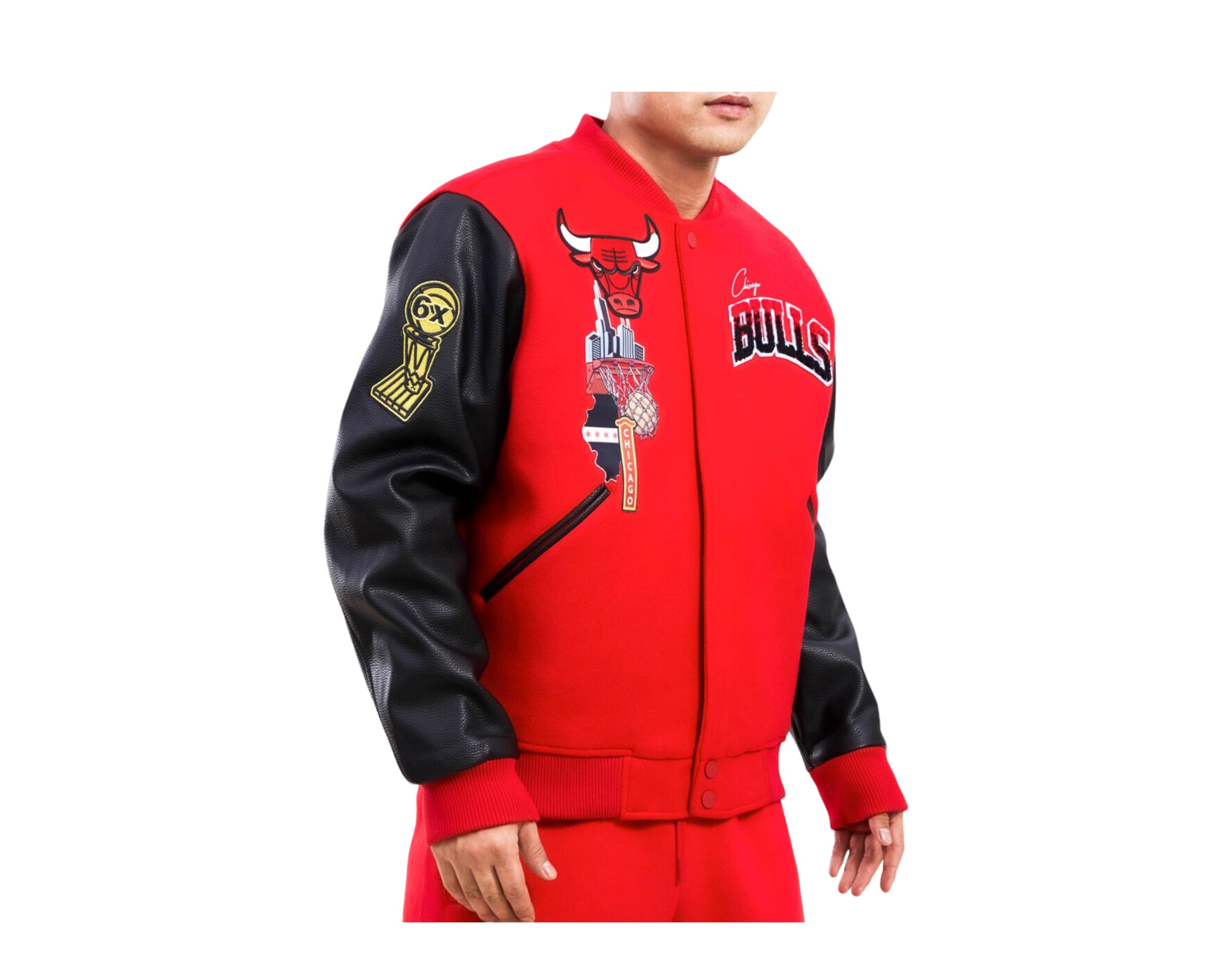 Red Varsity Chicago Bulls Leather Jacket - HJacket