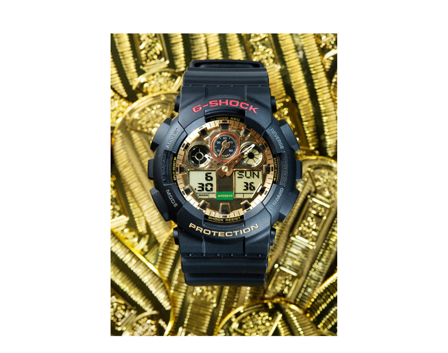 Casio G-Shock GA100 Maneki Neko Money Cat Analog-Digital Resin Watch