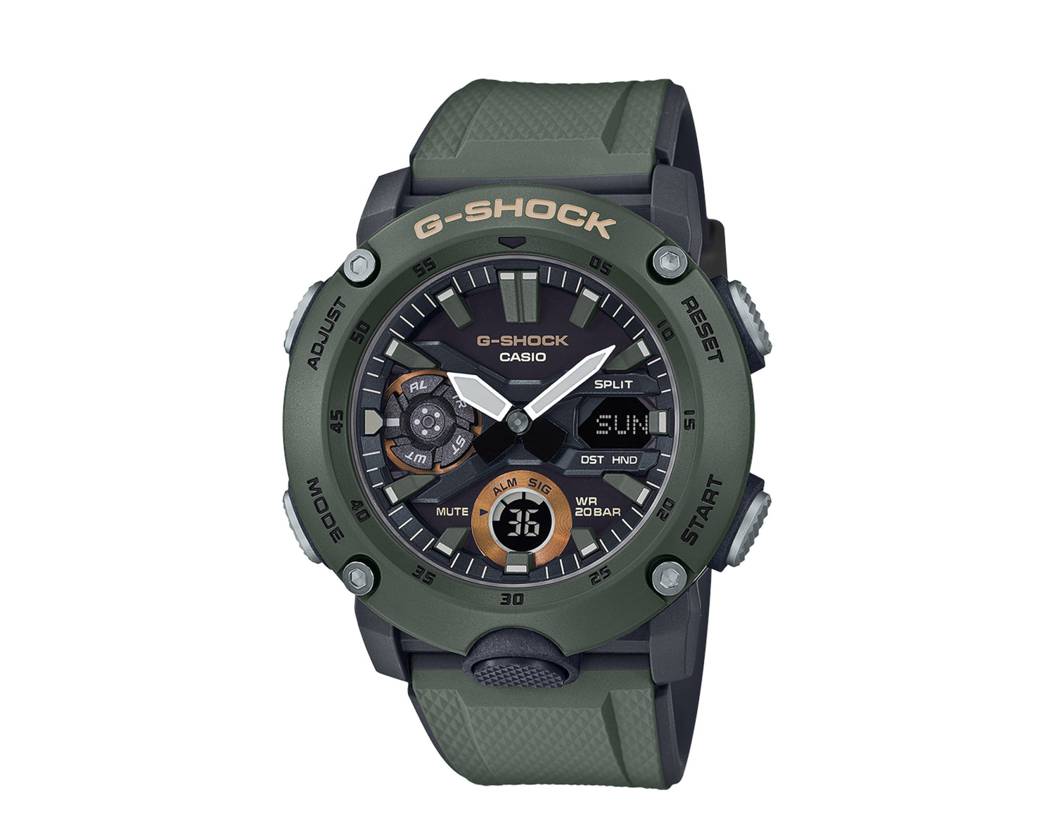 Casio G-Shock GA2000 Front Button Analog-Digital Metal and Resin Men's Watch