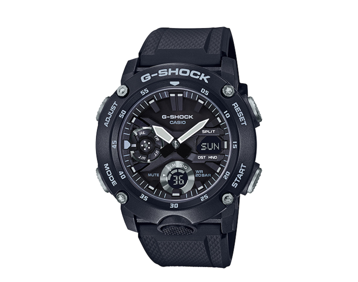 Casio G-Shock GA2000 Front Button Analog-Digital Metal and Resin Men's Watch
