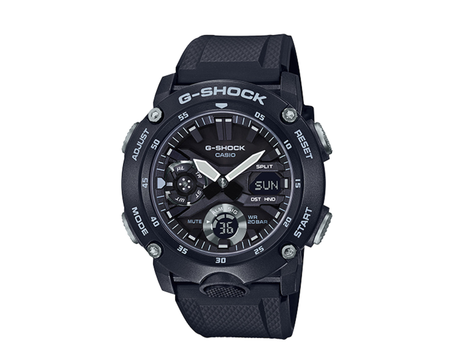 Casio G-Shock GA2000 Front Button Analog-Digital Metal and Resin Men's Watch