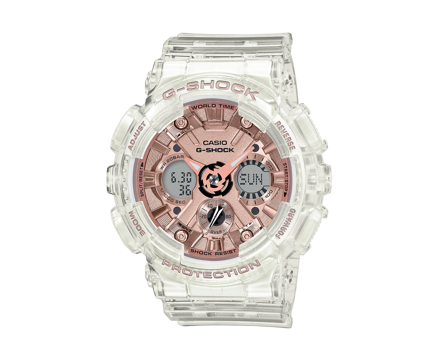 Casio G-Shock GMAS120 S Series Metallic Face Analog Digital Skeleton Resin Women's Watch