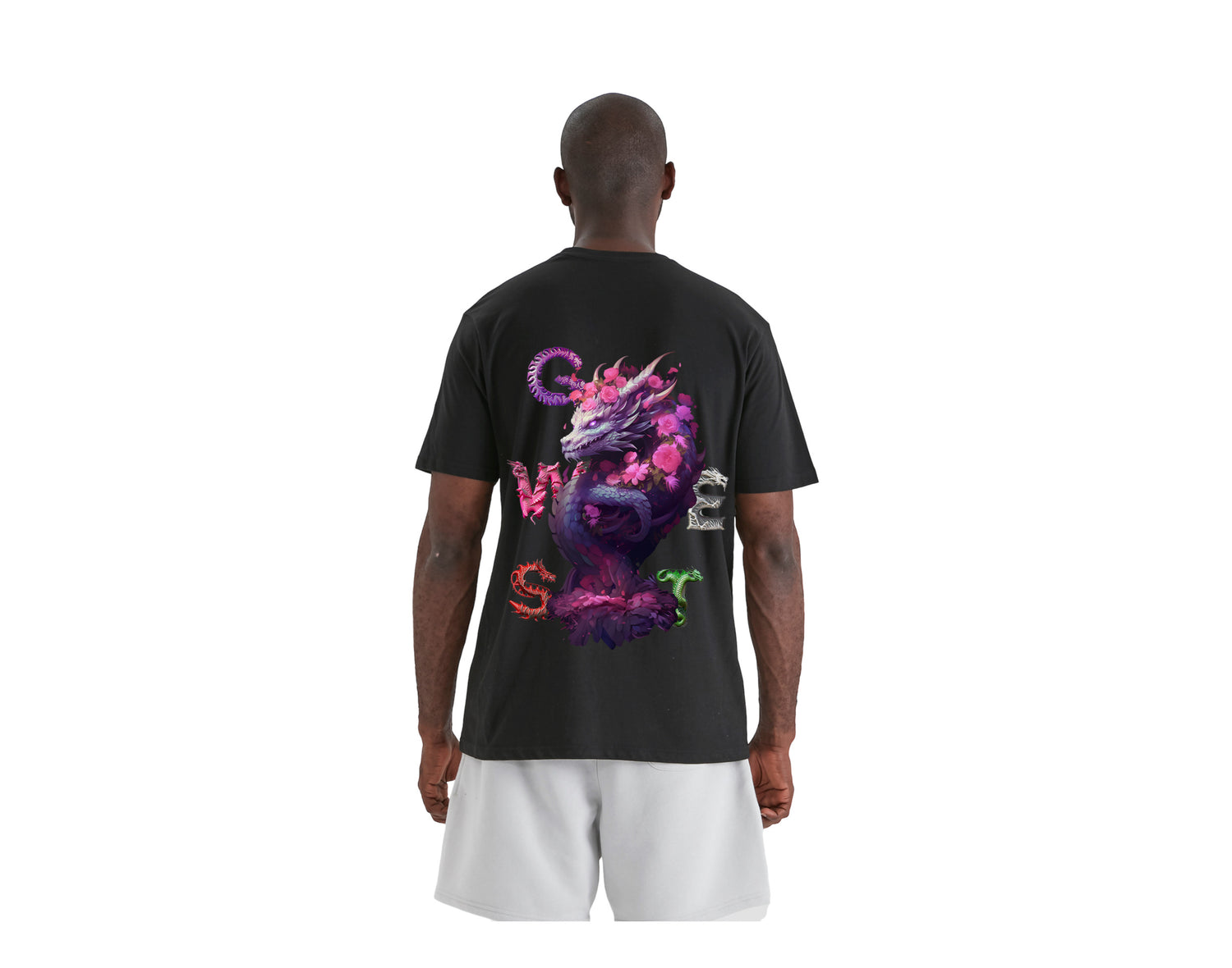 G West Purple Dragon Graphic Crew Neck Men's T-Shirt