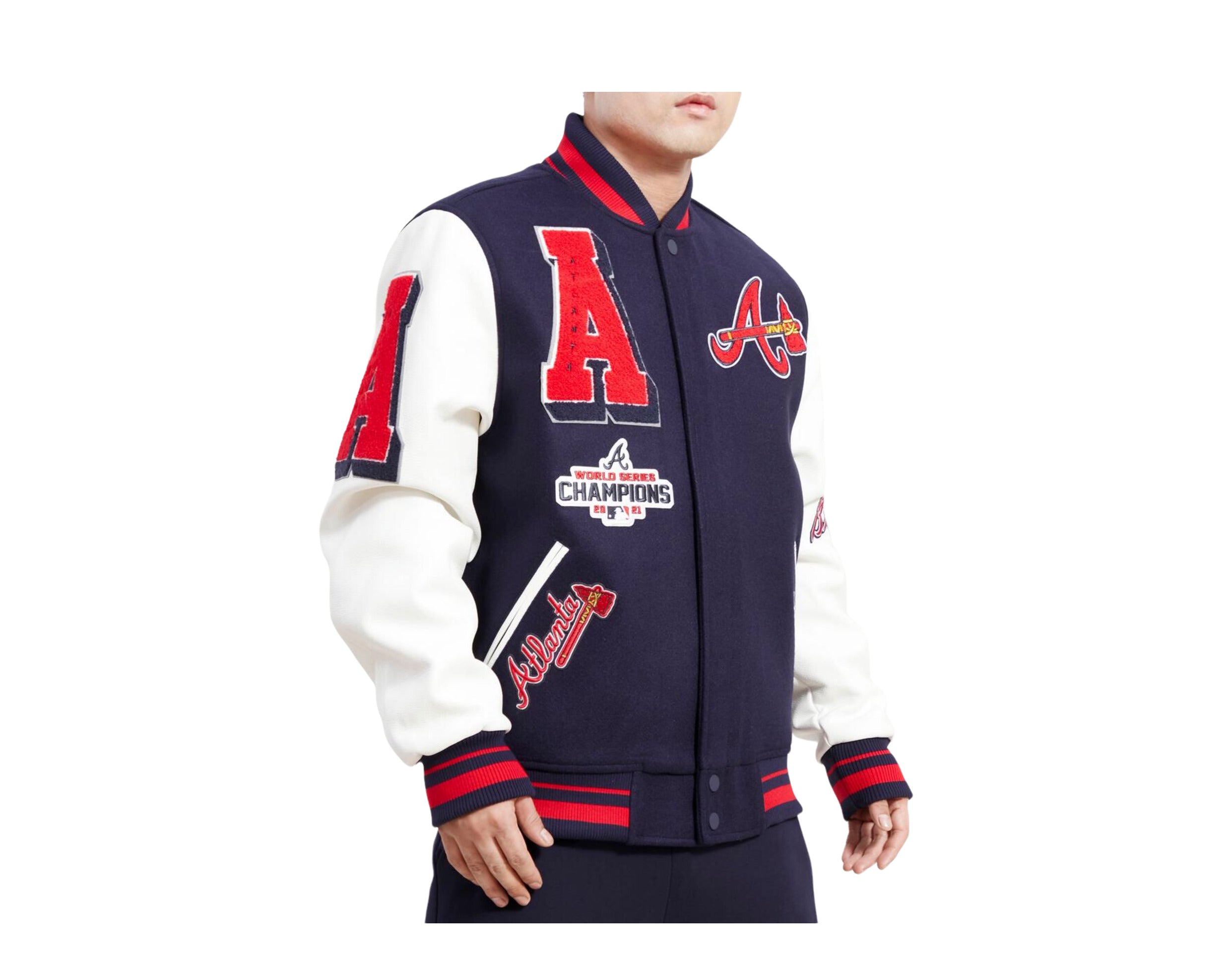 Atlanta Braves Pro Standard Mash Up Logo Pullover Hoodie - Navy