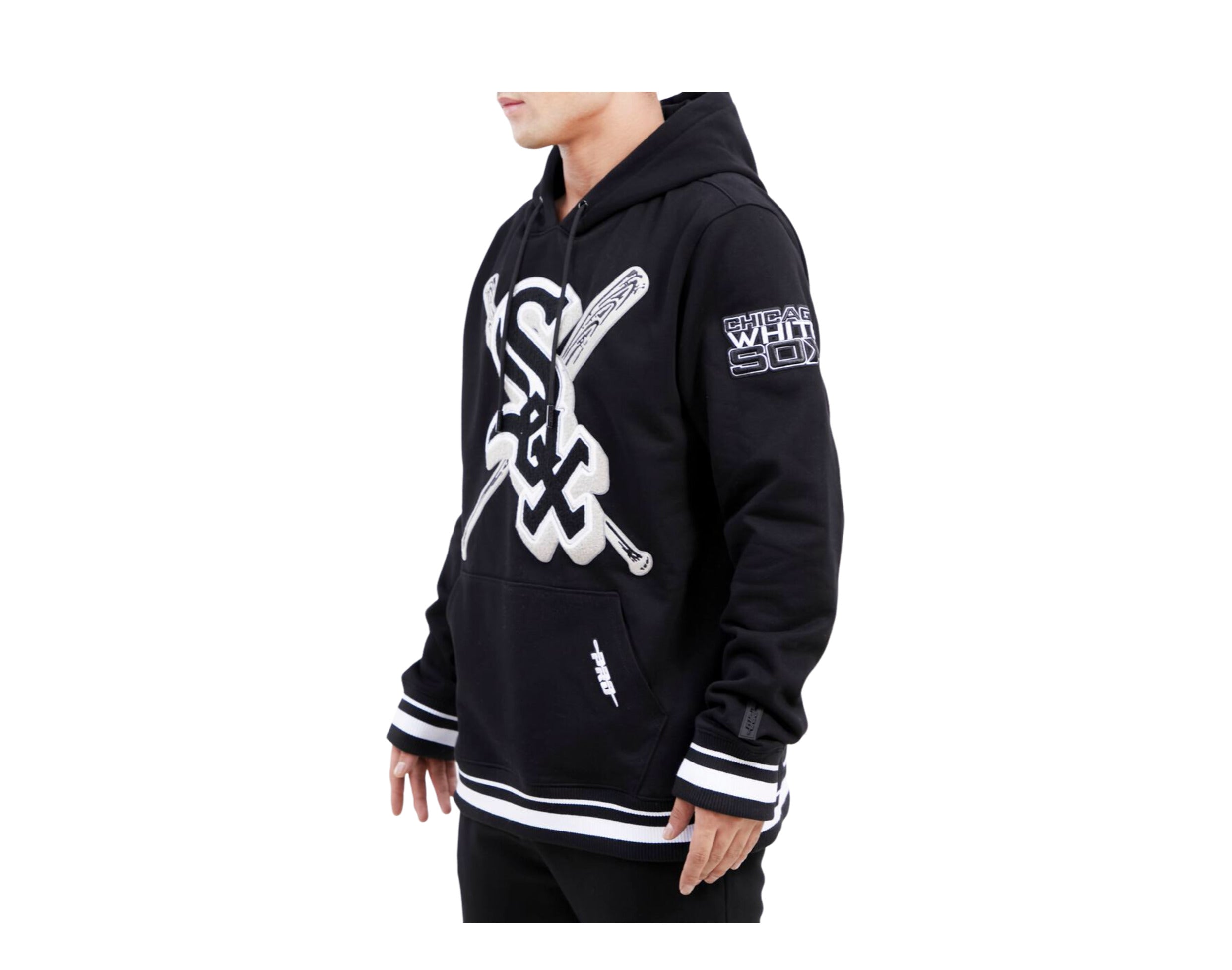 MLB Men's Chicago White Sox Black Colorblock Pullover Hoodie