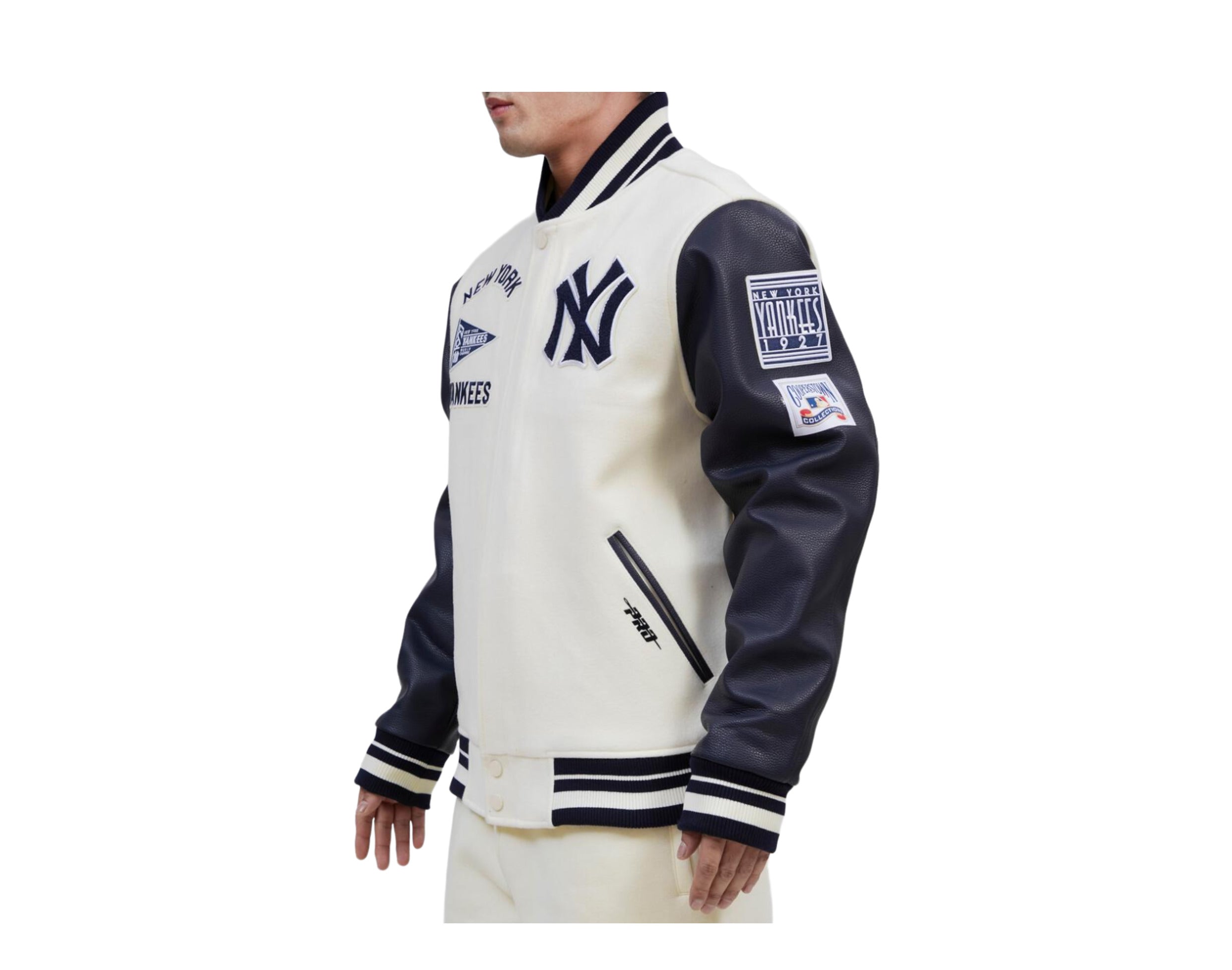 Pro Standard New York Yankees Retro Classic Rib Wool Varsity Jacket 2XL / Eggshell/ Navy / Varsity Jacket