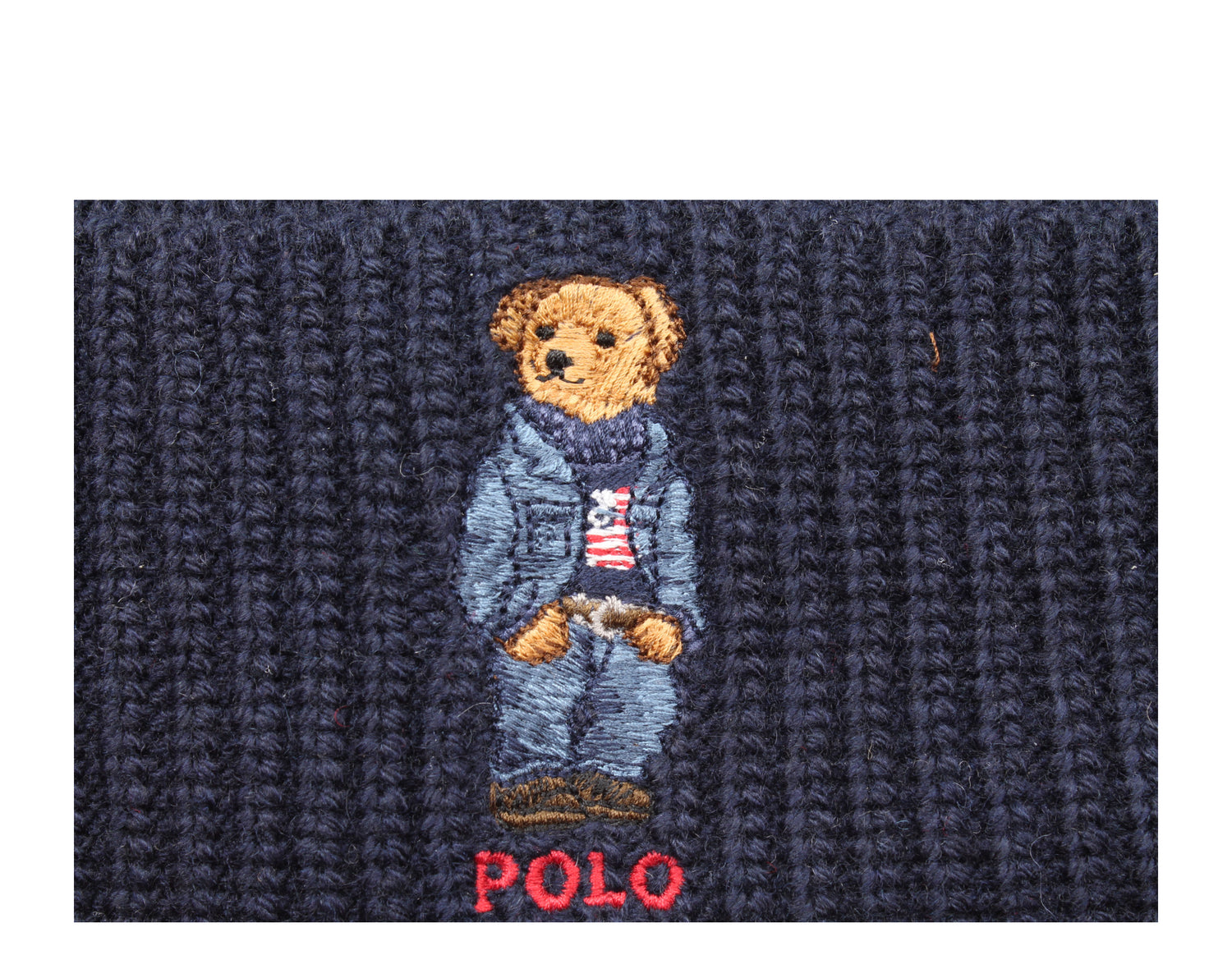 Polo Ralph Lauren Polo Bear Jean Jacket Sweater Knit Cuffed Hat