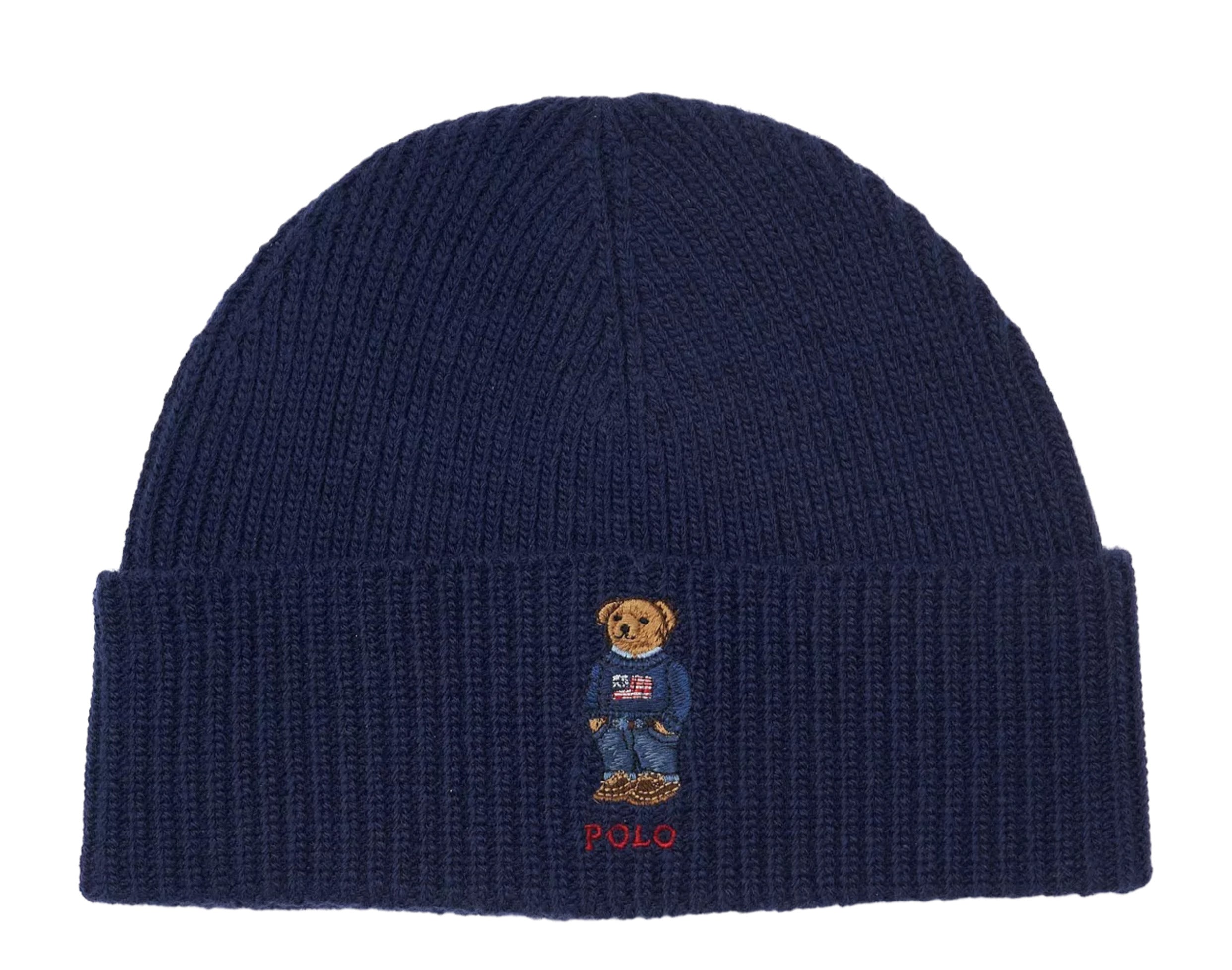 Polo Ralph Lauren Solid Flag Bear Rib-Knit Beanie