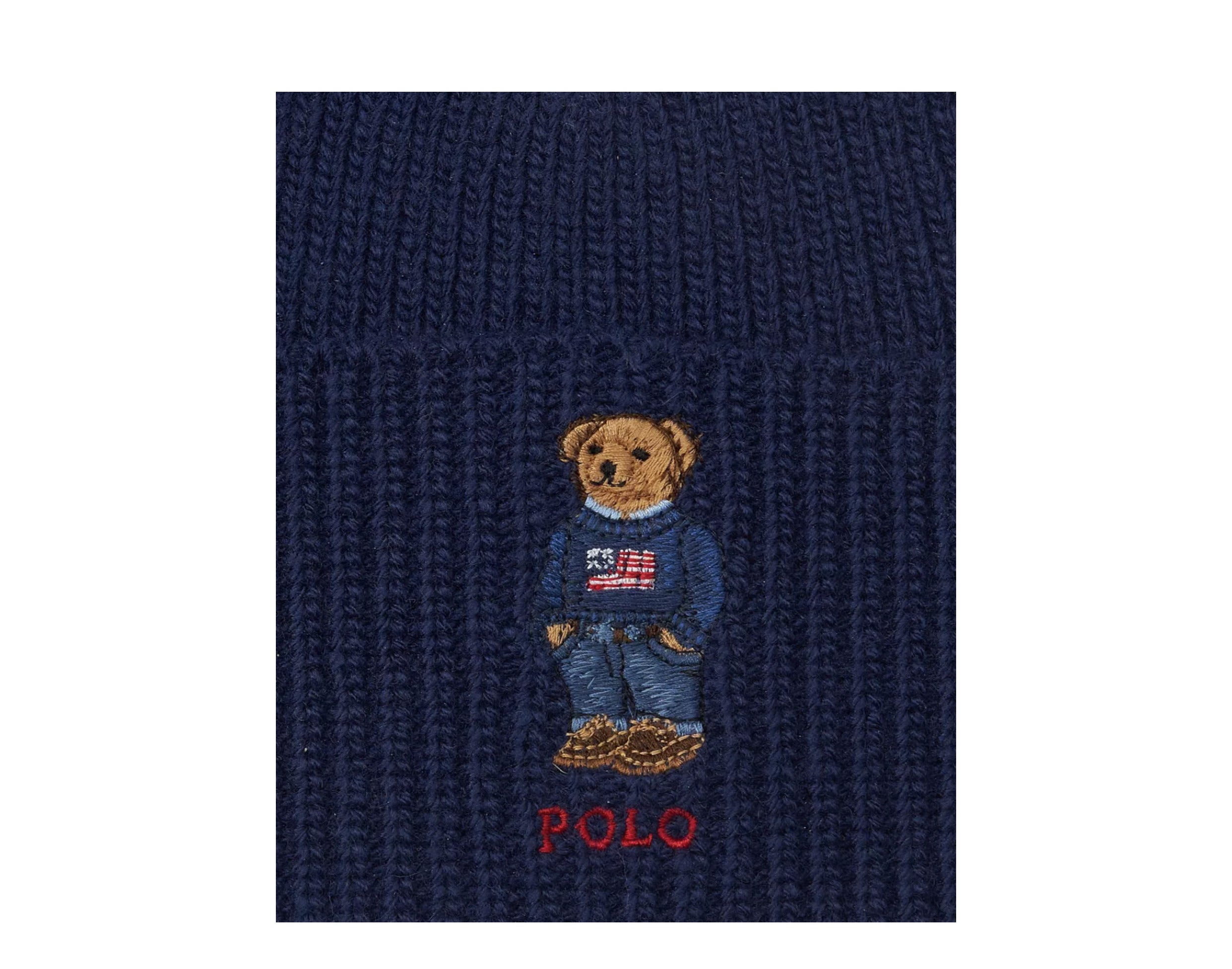 Polo Ralph Lauren Solid Flag Bear Rib-Knit Beanie