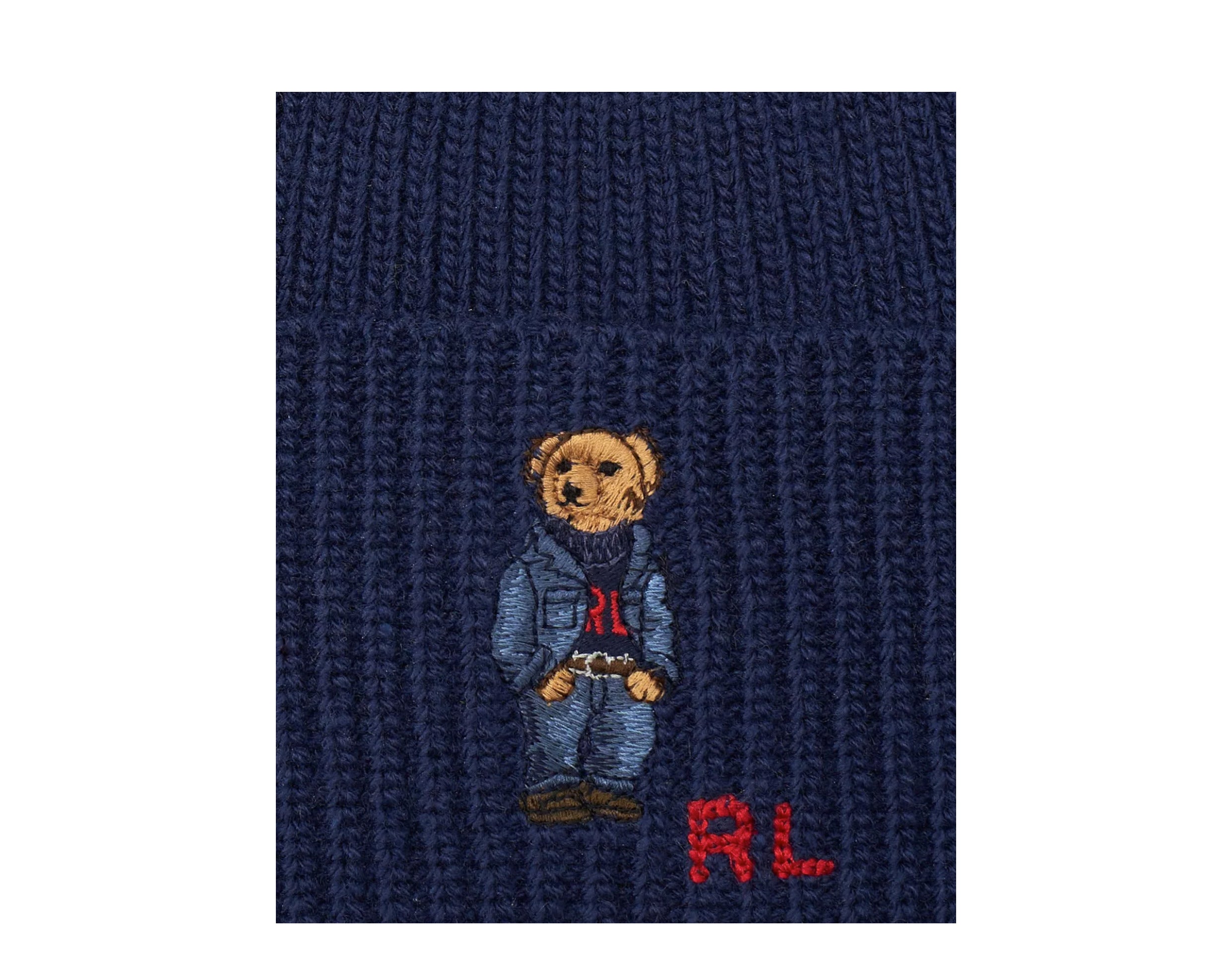 Polo Ralph Lauren Solid Denim Bear Rib-Knit Beanie