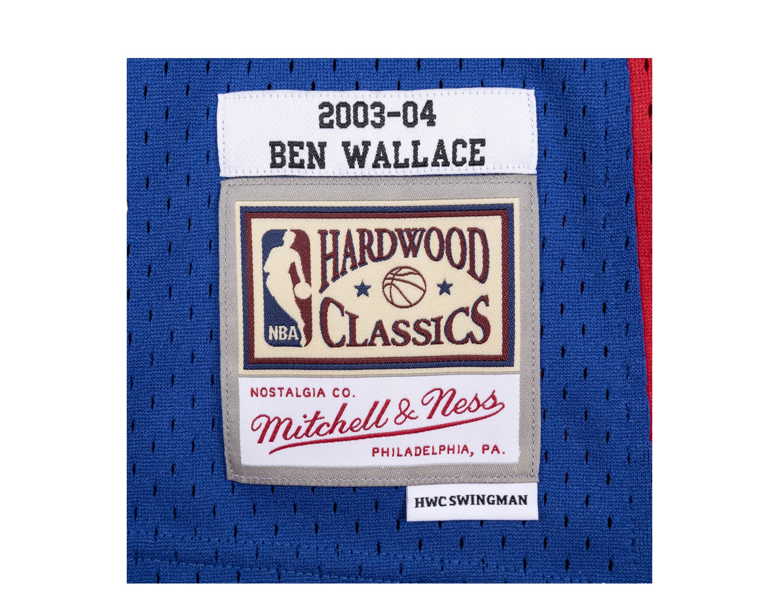 Men's Mitchell & Ness Ben Wallace Royal Detroit Pistons 2003-04 Hardwood  Classics Swingman Jersey