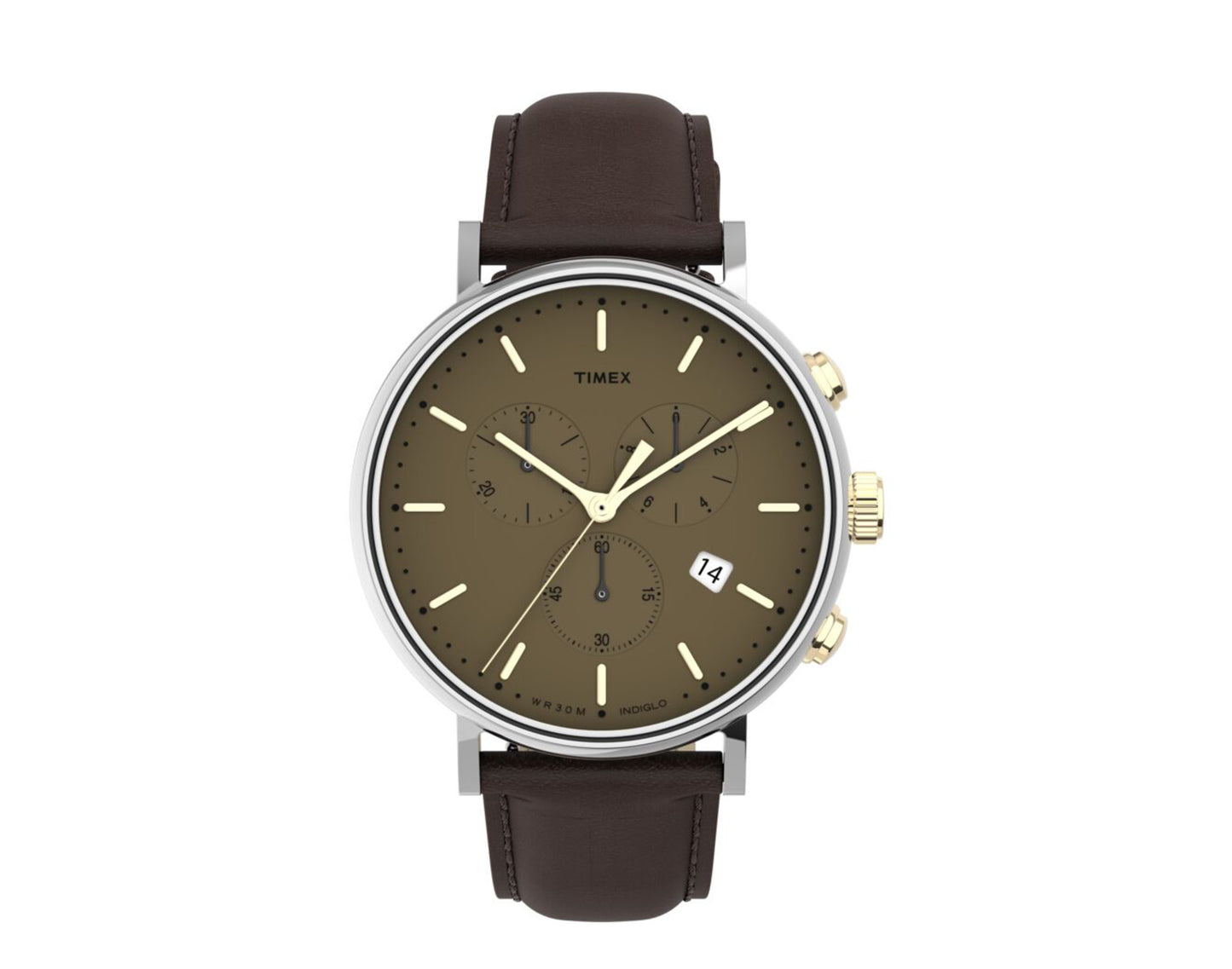 Timex Fairfield Chronograph 41mm Leather Strap Watch