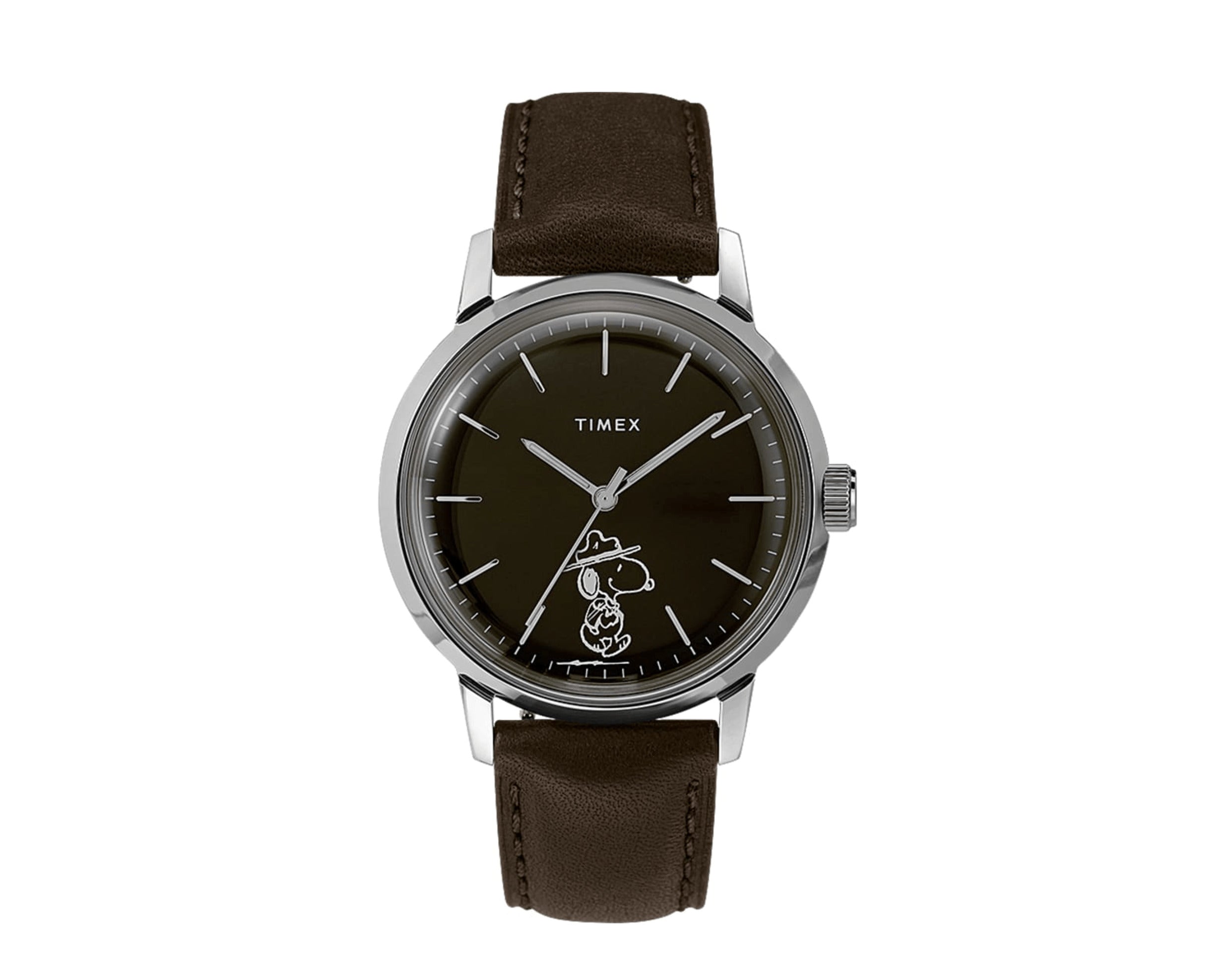 Timex Marlin Automatic X Peanuts - Snoopy Beagle Scout 40mm Leather Strap Watch